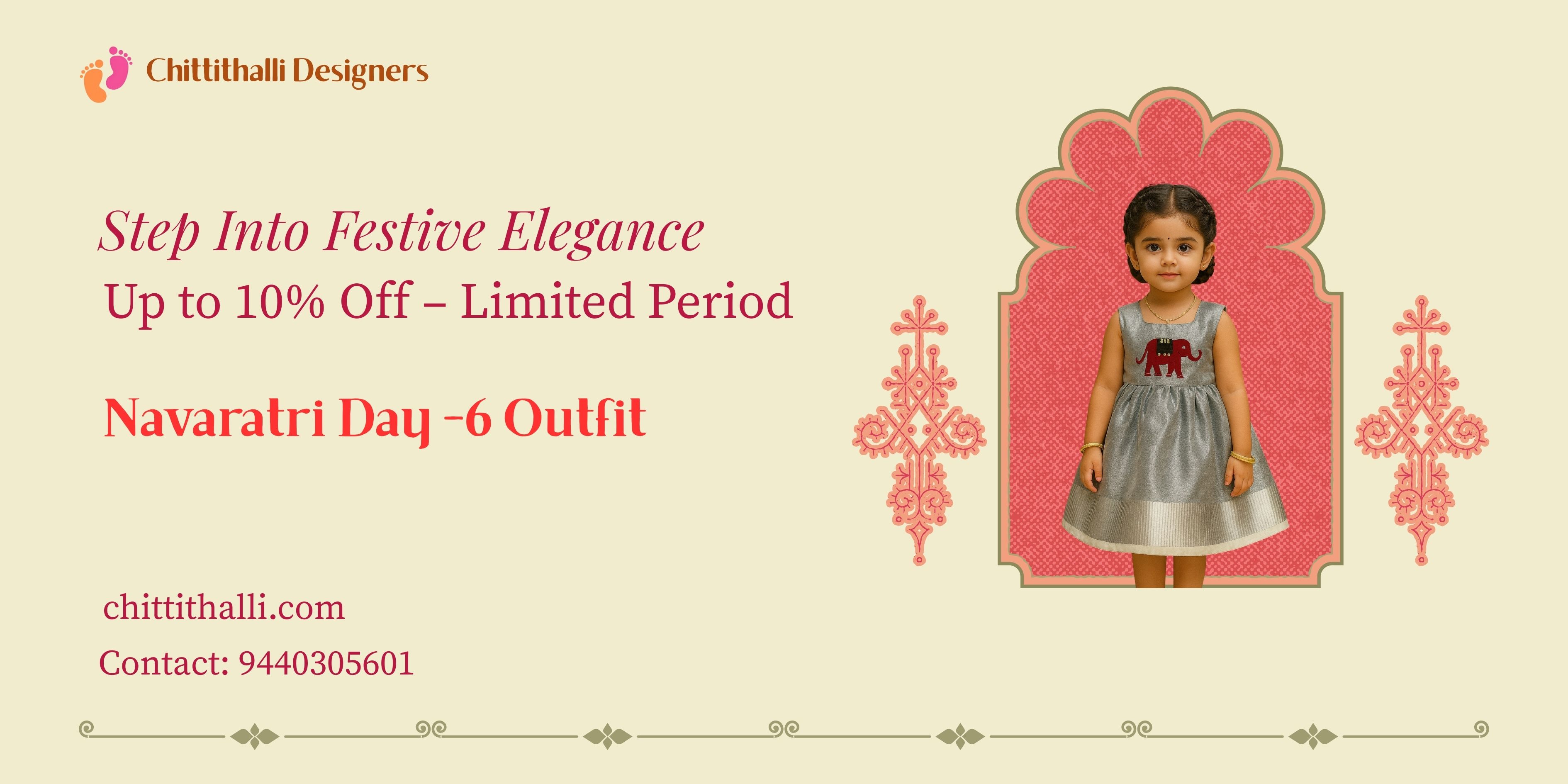 Navaratri Outfit Day 6 for Girls: Honoring Goddess Raja Rajeshwari Devi in Grey