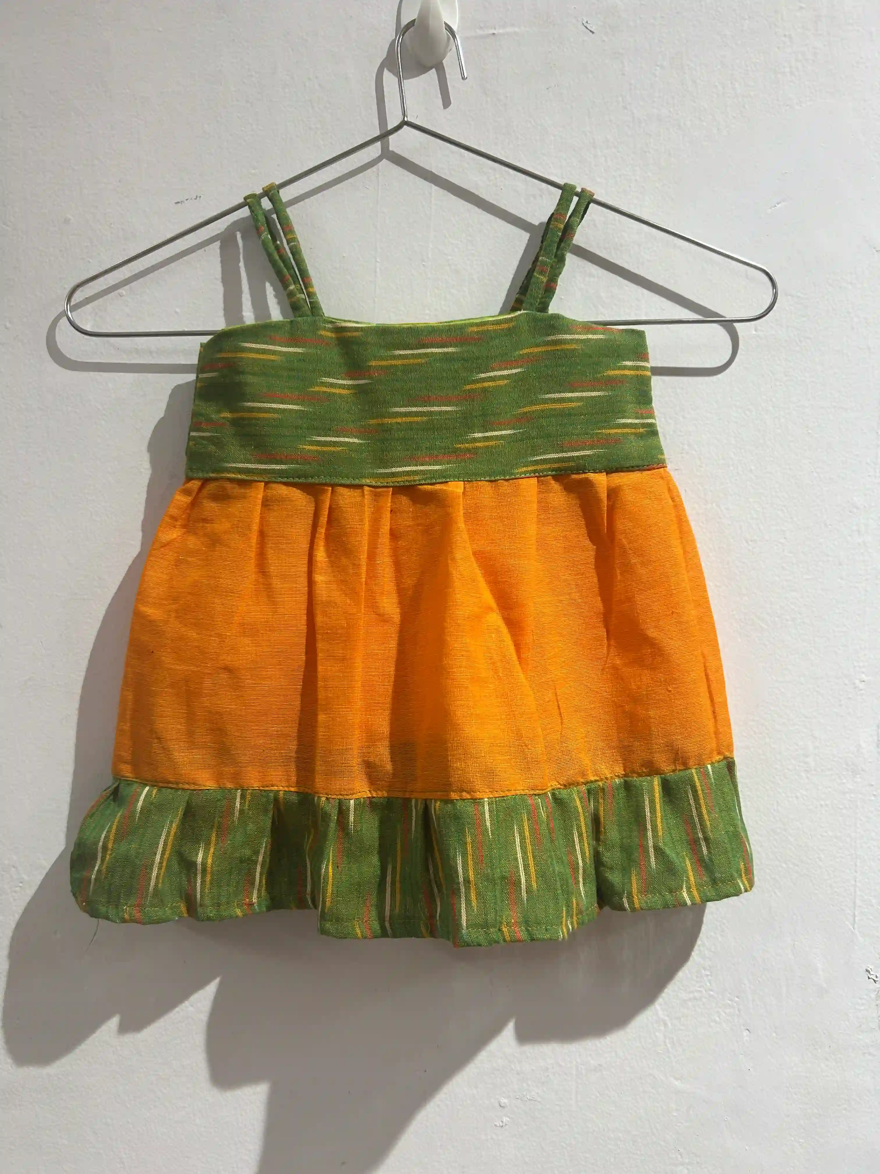 Ikkat cotton Frock- orange